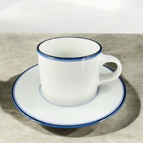 Dansk Other - Dansk Concerto Allegro Blue Teacup And Saucer Set Mug Cup Portugal Ceramic White
